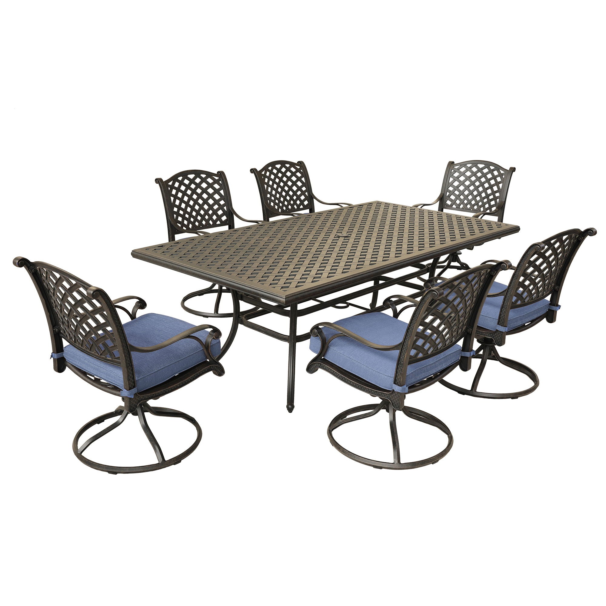 Rectangular 6 Person 85.83" Long Aluminum Dining Set With Cushions - Premium 7 Piece Outdoor Sets from Gather Craft - Just $4090! Shop now at brett interiors