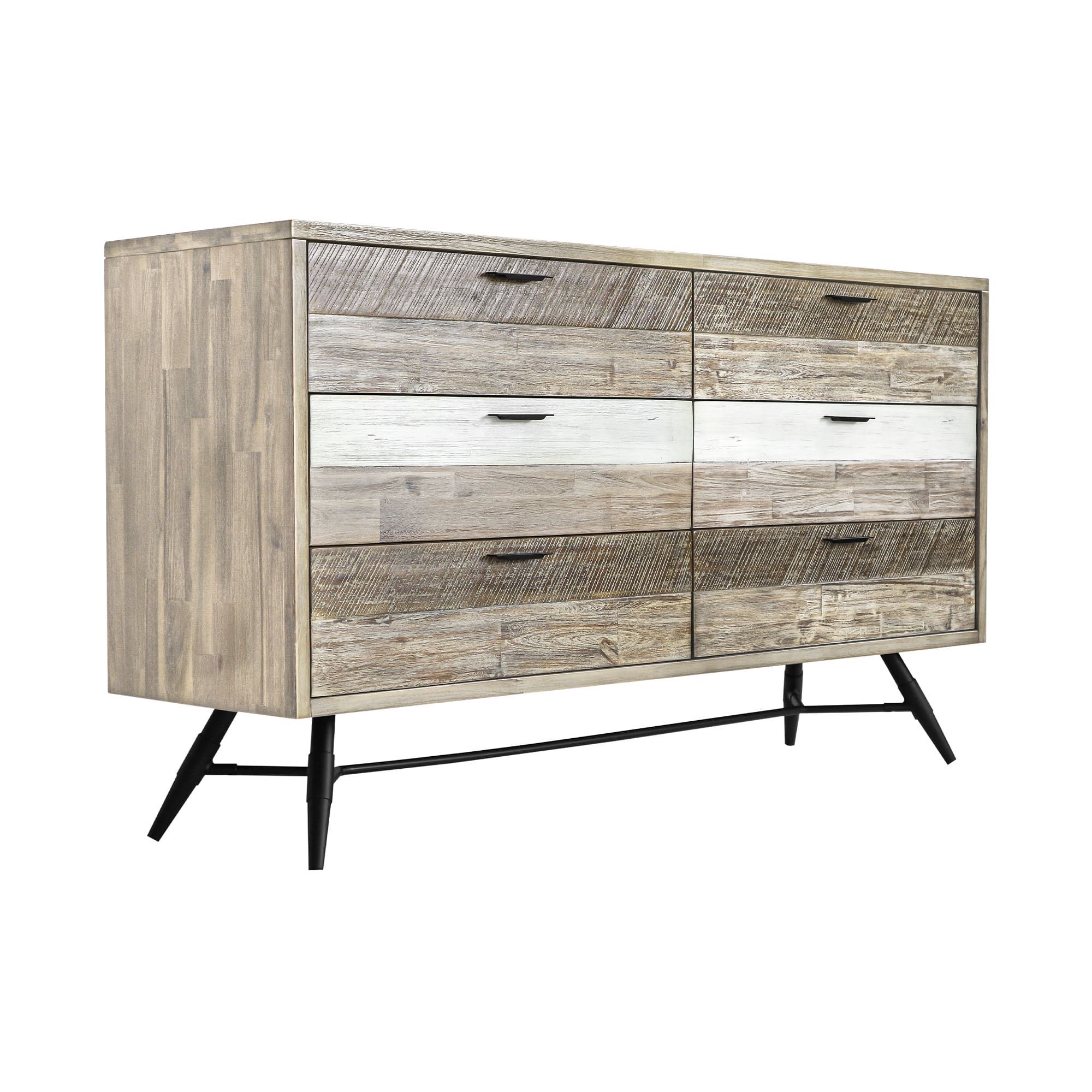 Bridges - 6 Drawer Dresser - Two Tone Acacia - Premium Dressers from Armen Living - Just $2152.50! Shop now at brett interiors