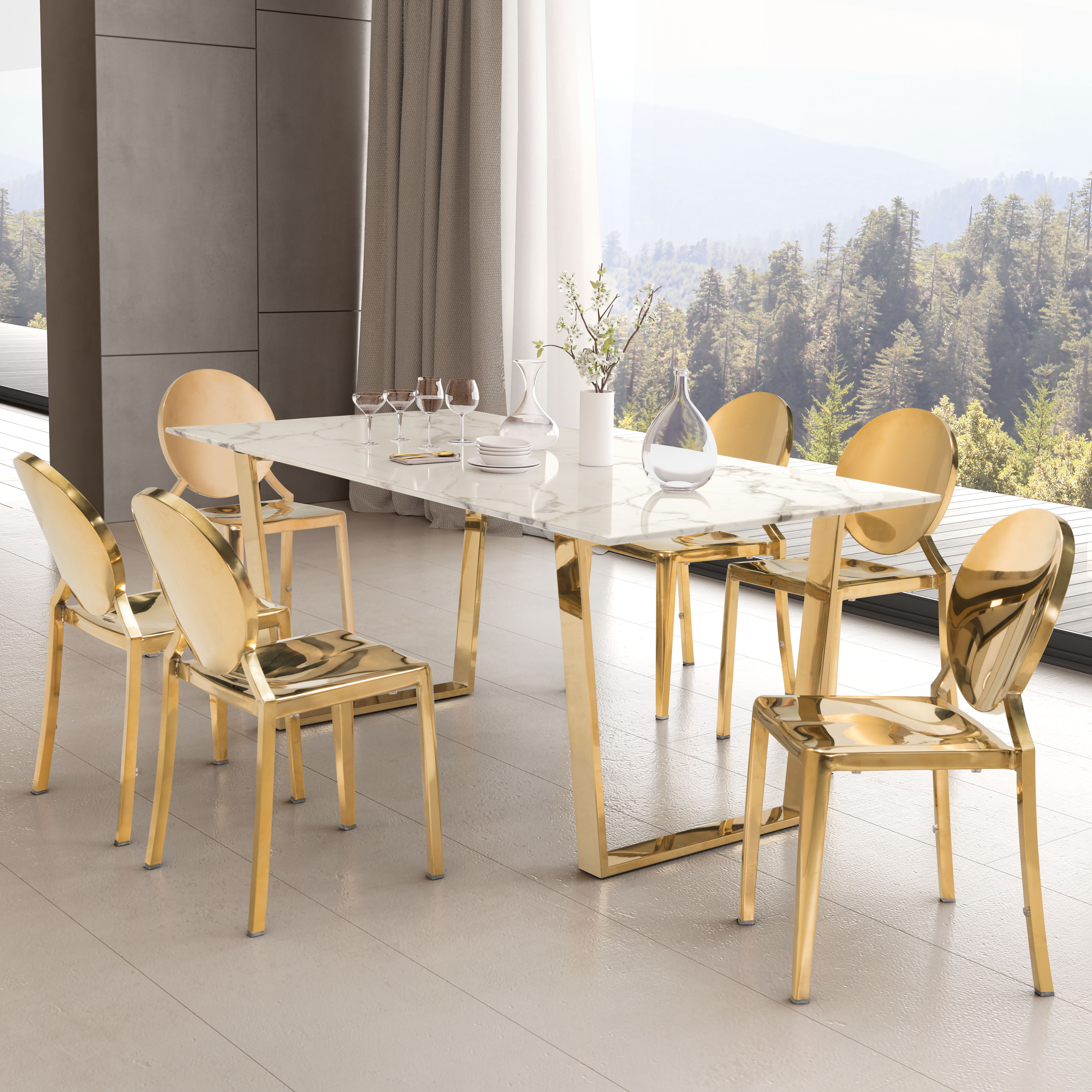 Atlas - Dining Table - White / Gold - Premium Dining Tables from Zuo Modern - Just $2825! Shop now at brett interiors