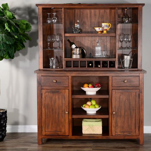 Tuscany - 64" Back Bar - Dark Brown - Premium Servers from Sunny Designs - Just $2342! Shop now at brett interiors