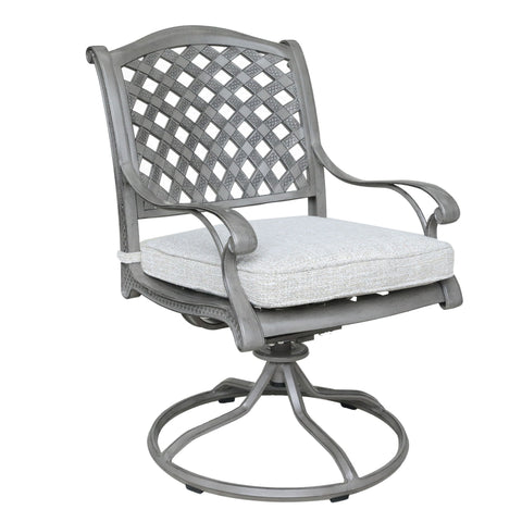 Outdoor Aluminum Swivel Rocker Dining Chairs With Cushions (Set of 2) - Golden Gauze - Premium Chair Sets from Gather Craft - Just $969! Shop now at brett interiors