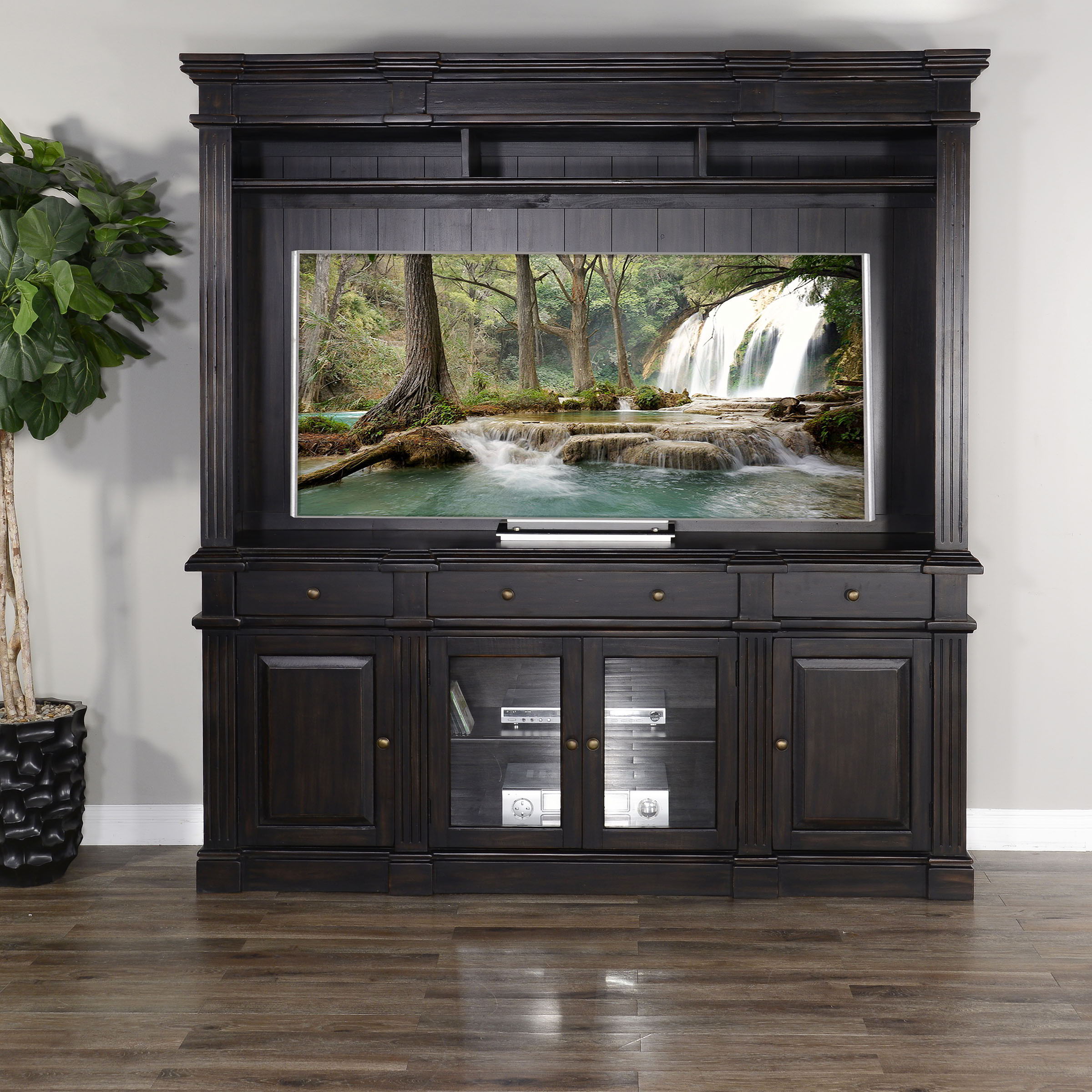 Media Wall - Black Walnut - Premium Entertainment Centers from Sunny Designs - Just $2890! Shop now at brett interiors