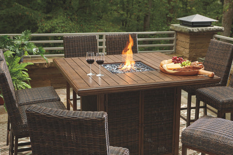 Paradise Trail - Outdoor Fire Pit Table Set - Premium 7 Piece Outdoor Sets from Signature Design by Ashley® - Just $4097.05! Shop now at brett interiors