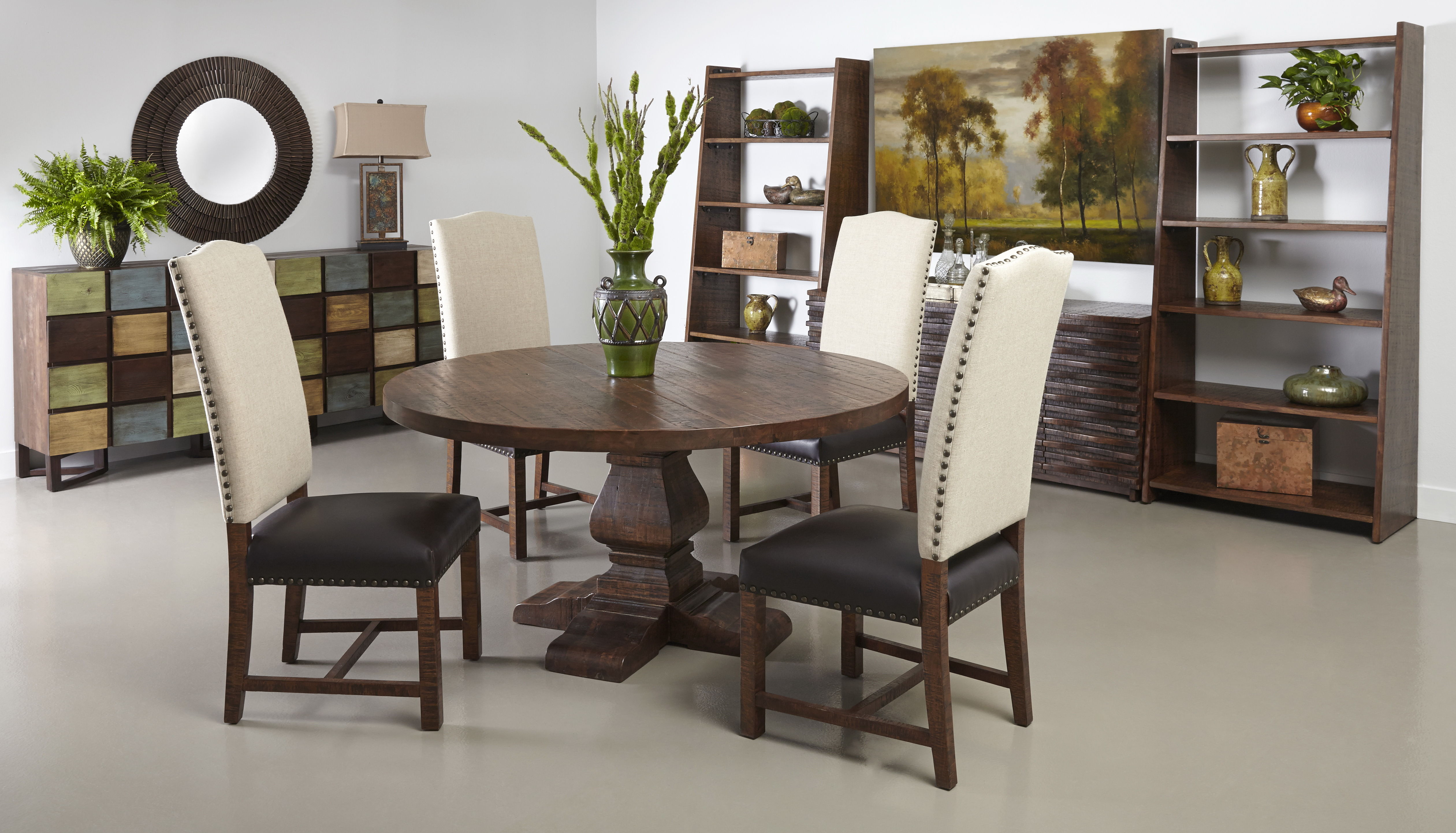 Woodbridge - Round Dining Table (2 Cartons) - Distressed Brown - Premium Dining Tables from Coast2Coast Home - Just $4950! Shop now at brett interiors