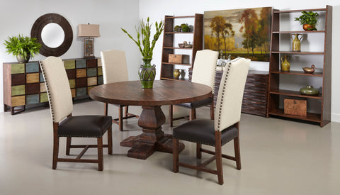 Woodbridge - Round Dining Table (2 Cartons) - Distressed Brown - Premium Dining Tables from Coast2Coast Home - Just $4950! Shop now at brett interiors