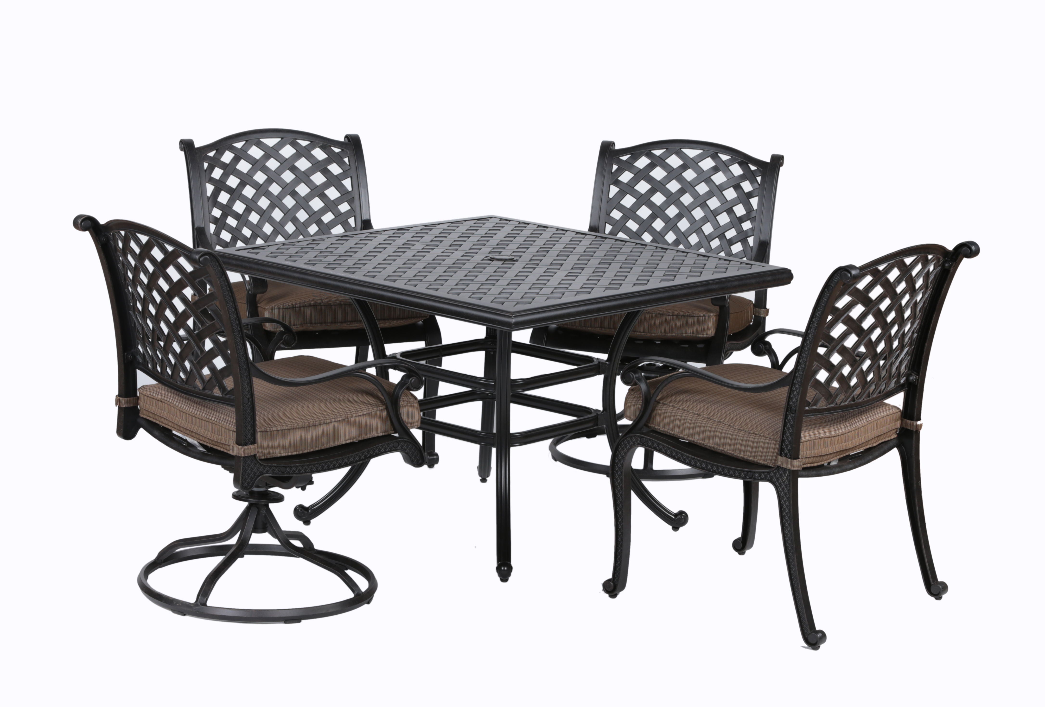 Square 4 Person 43.19" Long Aluminum Dining Set With Cushions - Premium 5 Piece Outdoor Sets from Gather Craft - Just $2326! Shop now at brett interiors