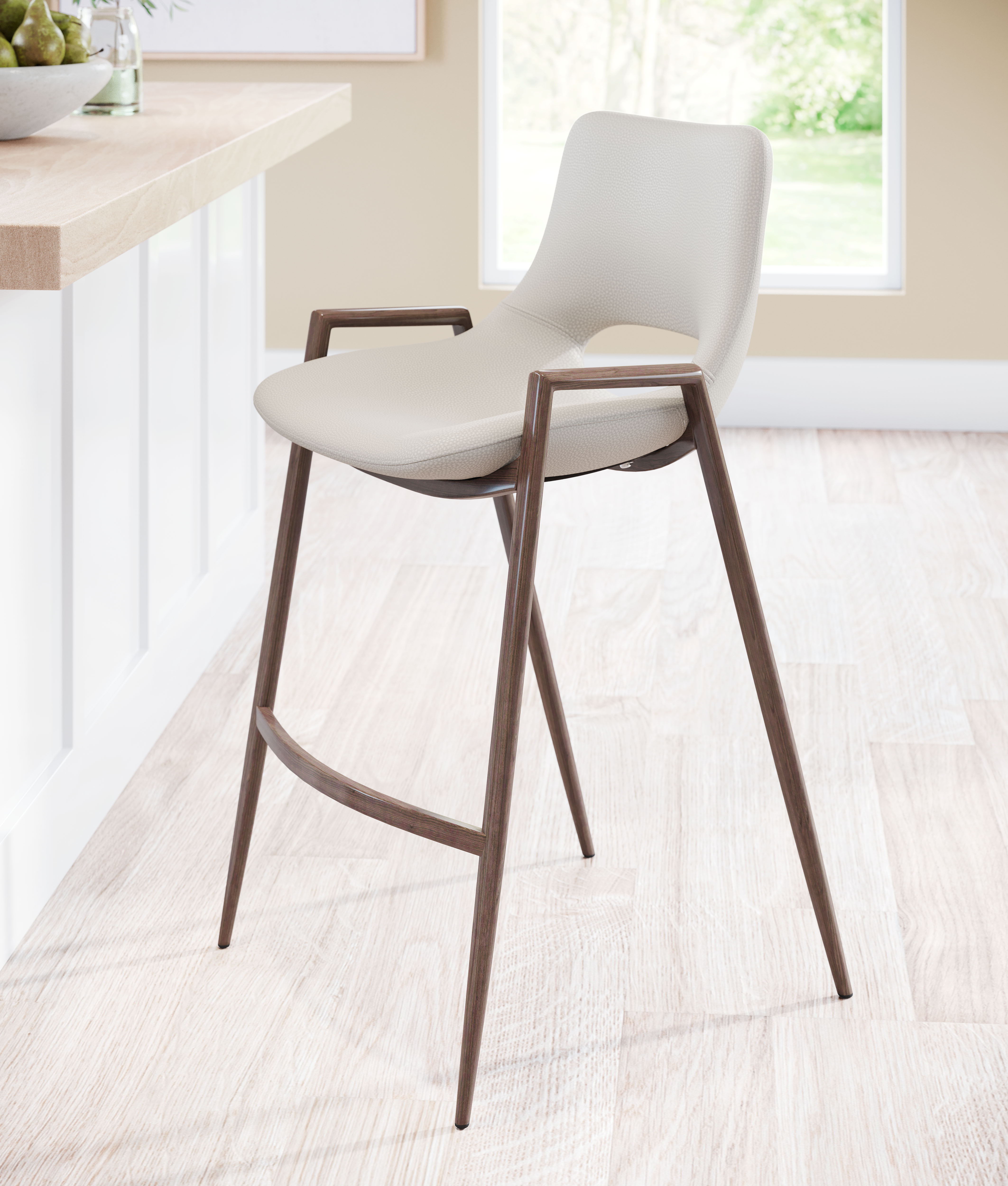 Desi - Counter Stool (Set of 2) Walnut Legs - Premium Stool Sets from Zuo Modern - Just $1400! Shop now at brett interiors