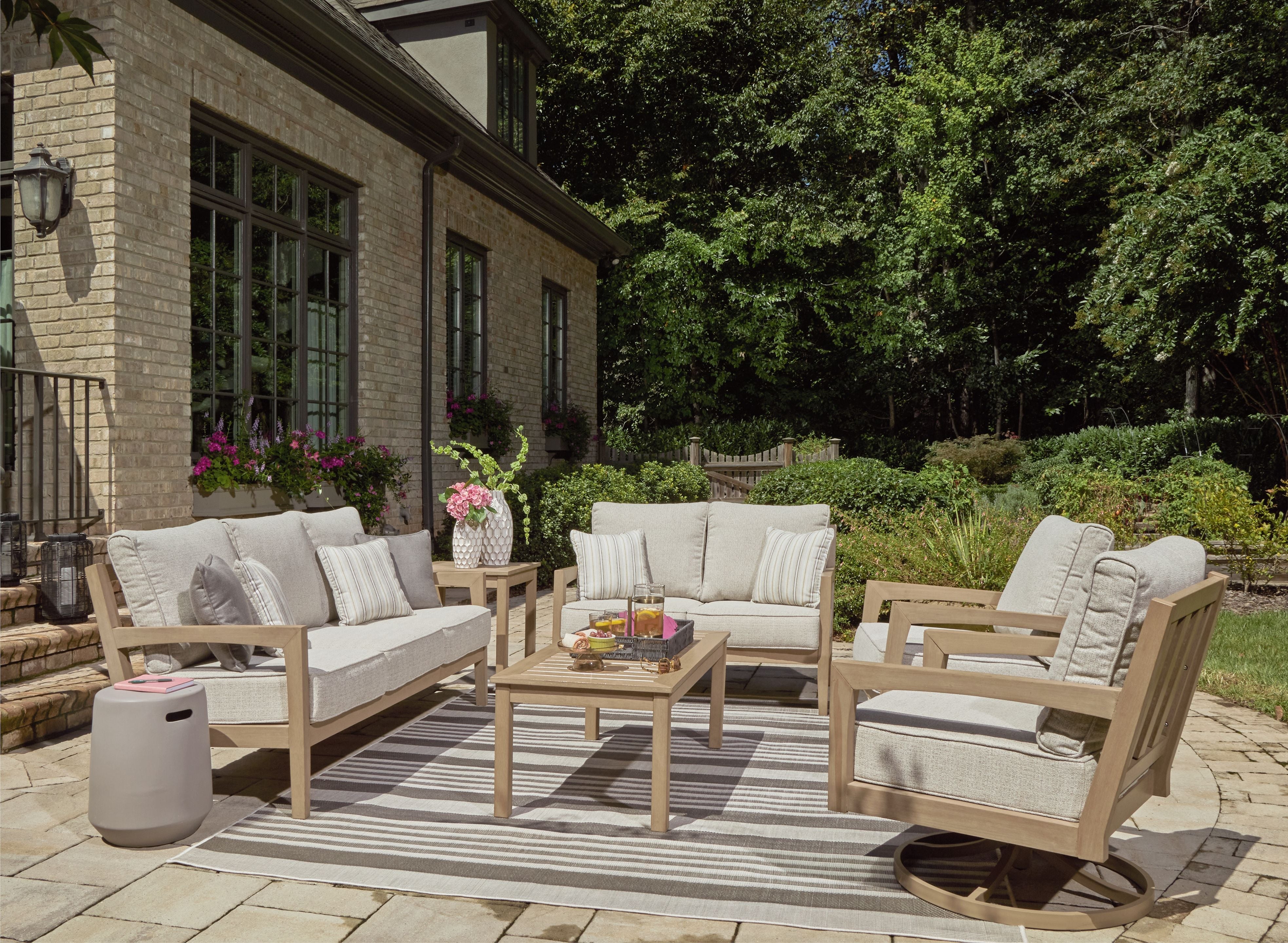 Hallow Creek - Driftwood - 6 Pc. - Lounge Set - Premium 6 Piece Outdoor Sets from Signature Design by Ashley® - Just $6790.63! Shop now at brett interiors