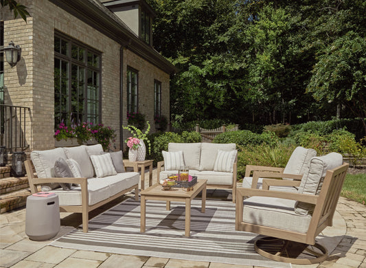 Hallow Creek - Driftwood - 6 Pc. - Lounge Set - Premium 6 Piece Outdoor Sets from Signature Design by Ashley® - Just $6790.63! Shop now at brett interiors