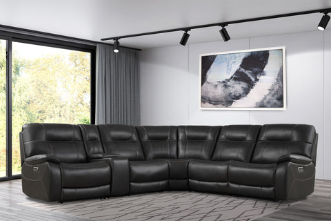 Axel - 6 Modular Piece Power Reclining Sectional with Power Headrests and Entertainment Console - Premium Reclining Sectionals from Parker Living - Just $3122.50! Shop now at brett interiors