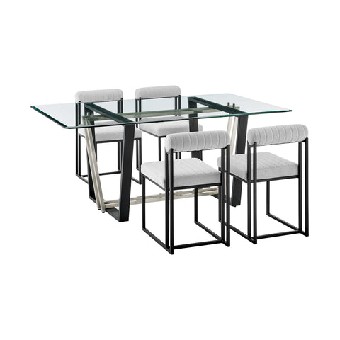 Kai Anastasia - Rectangular Glass Dining Table Set - Matte Black Base - Premium 5 Piece Dining Room Sets from Armen Living - Just $2815! Shop now at brett interiors