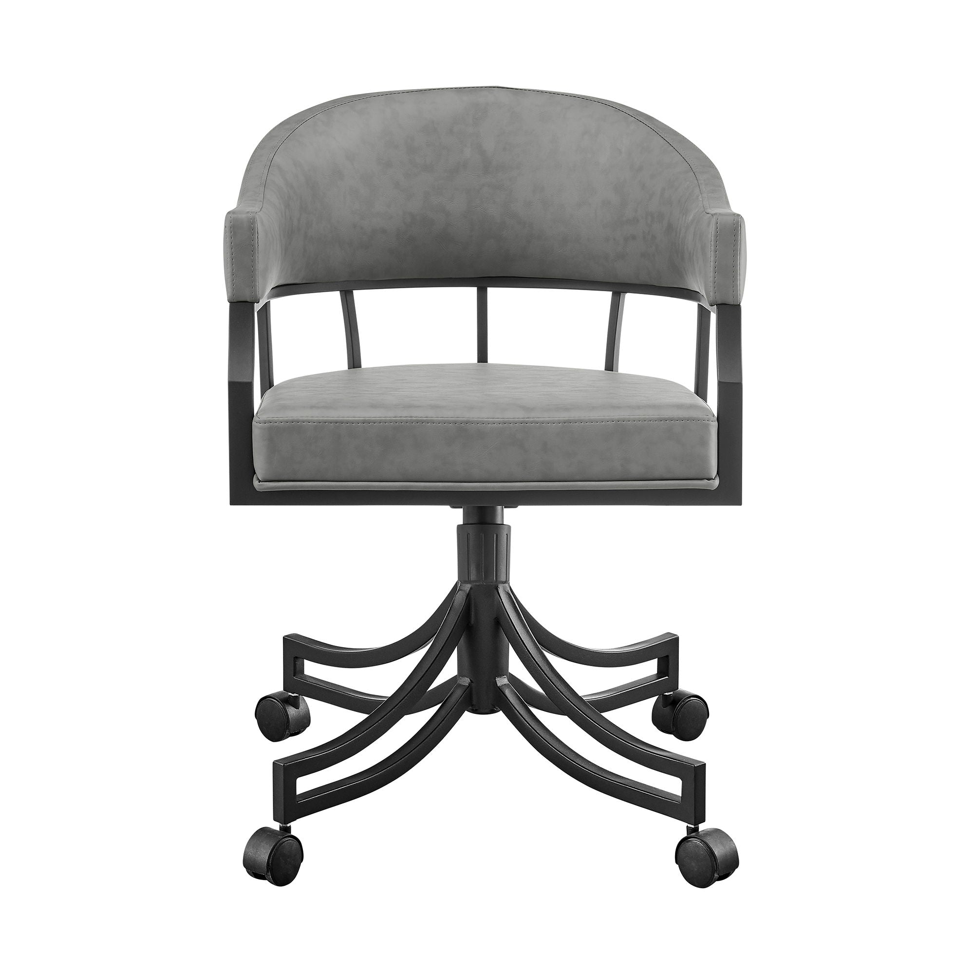 Tibet - Swivel Rolling Dining Chair - Matte Black / Vintage Gray - Premium Swivel Chairs from Armen Living - Just $422.50! Shop now at brett interiors