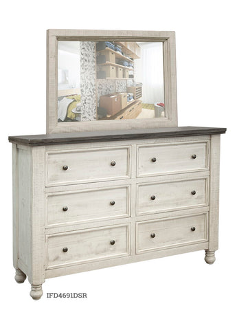 Stone - Dresser With 6 Drawers - Antiqued Ivory / Weathered Gray - Premium Dressers from International Furniture Direct - Just $1450! Shop now at brett interiors