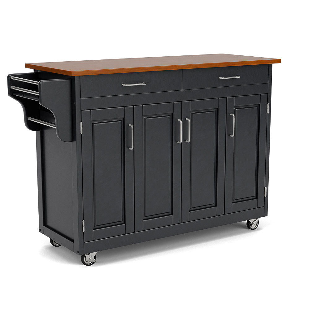 Create-A-Cart - 4 Doors Kitchen Cart With Oak Wood Top - Premium Islands & Carts from Homestyles - Just $1449.98! Shop now at brett interiors