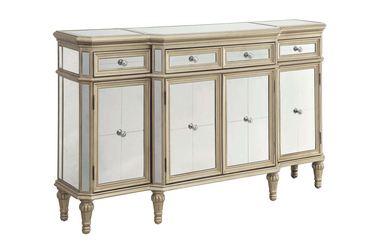 Sonia - Three Drawer Four Door Credenza - Estaline Champagne / Mirror - Premium Credenzas from Coast2Coast Home - Just $4125! Shop now at brett interiors