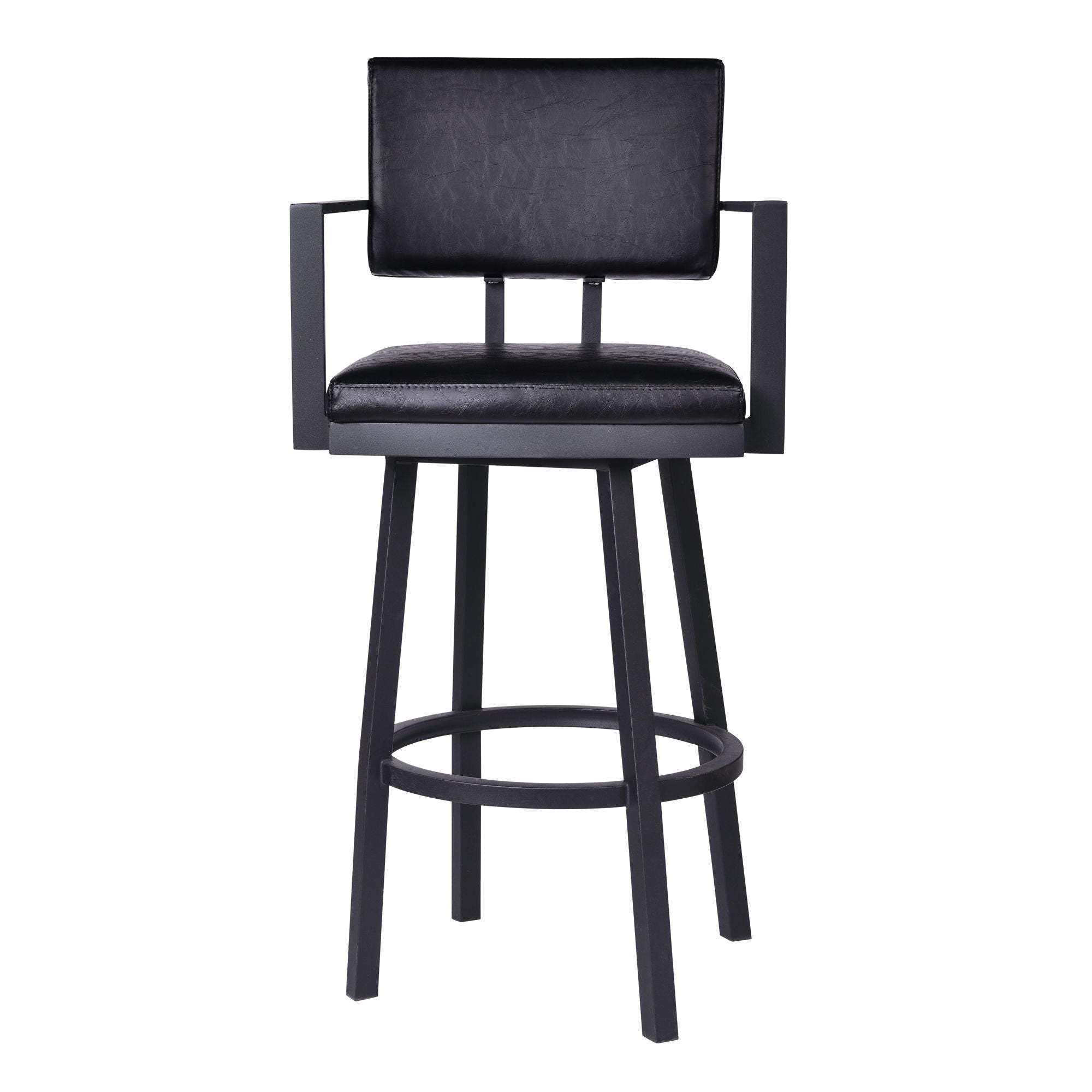 Balboa - 26" Counter Height Swivel Bar Stool With Arms - Vintage Black - Premium Counter Height (24"-27") from Armen Living - Just $360! Shop now at brett interiors