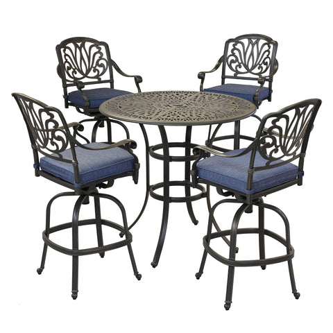 Round 42" Long Bar Height Dining Set With Cushions - Premium 5 Piece Outdoor Sets from Gather Craft - Just $2425! Shop now at brett interiors