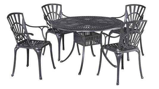 Grenada - 5 Piece Metal Outdoor Dining Set - Gray - 29" - Premium 5 Piece Outdoor Sets from Homestyles - Just $3124.98! Shop now at brett interiors