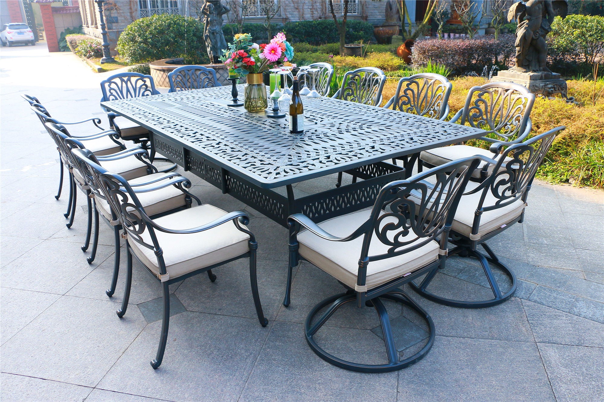 Rectangular Metal Dining Set With Cushions Gather Craft