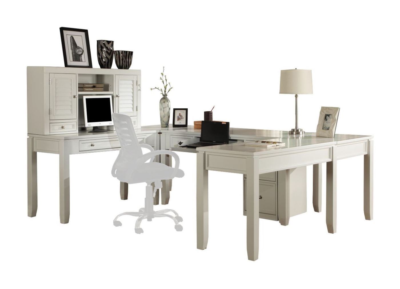 Boca - U Shape Desk With Hutch And File - Cottage White - Premium 7 Piece Home Office Sets from Parker House - Just $2432.50! Shop now at brett interiors