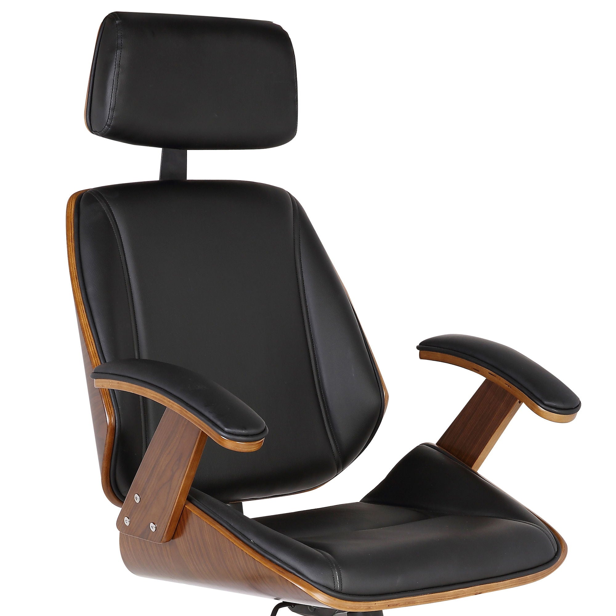 Century - Office Chair Veneer Back With Multifunctional Mechanism - Black / Walnut - Premium Desk Chairs from Armen Living - Just $390! Shop now at brett interiors