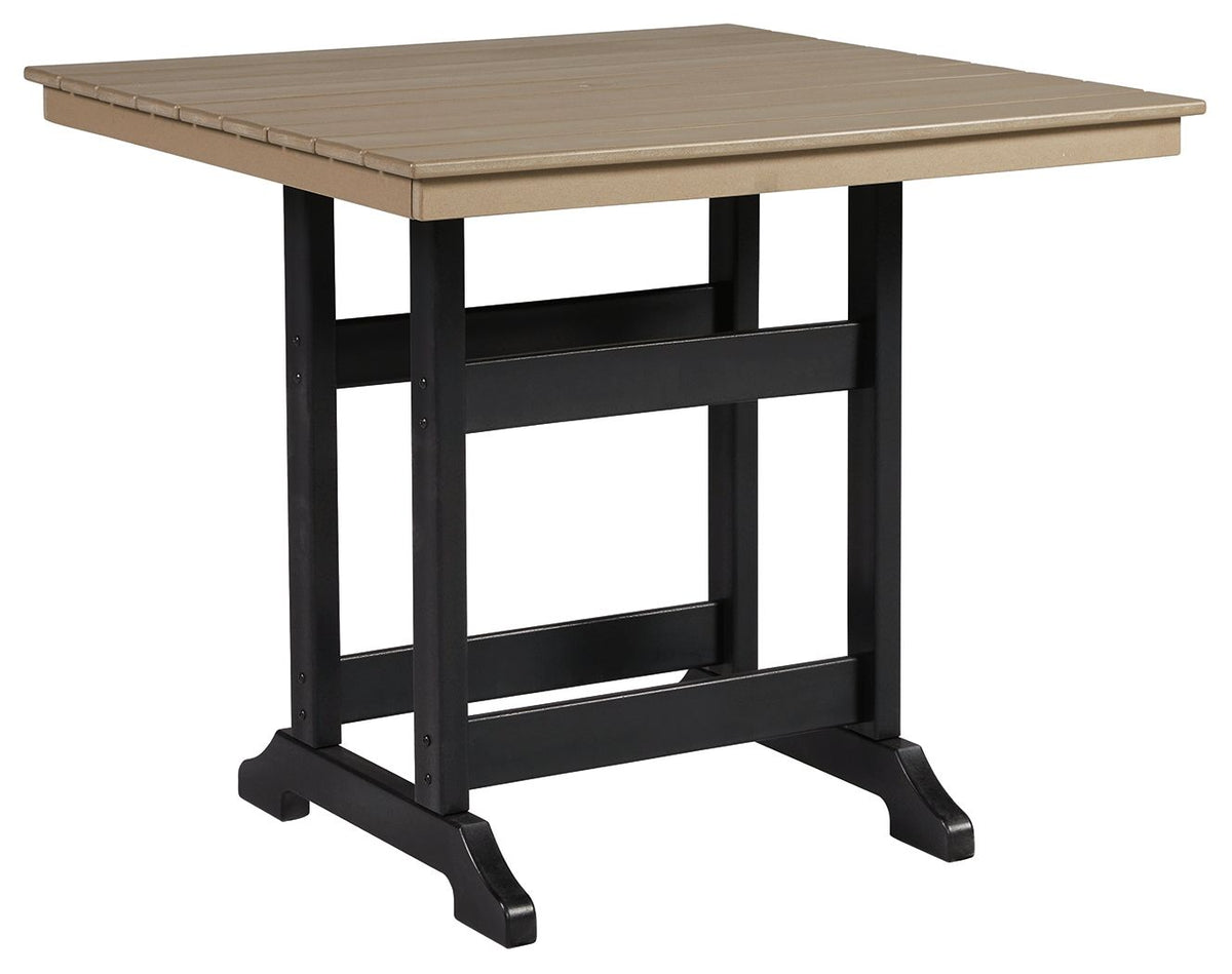 Fairen Trail - Black / Driftwood - Square Counter Tbl W/Umb Opt - Premium Dining Tables from Signature Design by Ashley® - Just $1010.63! Shop now at brett interiors