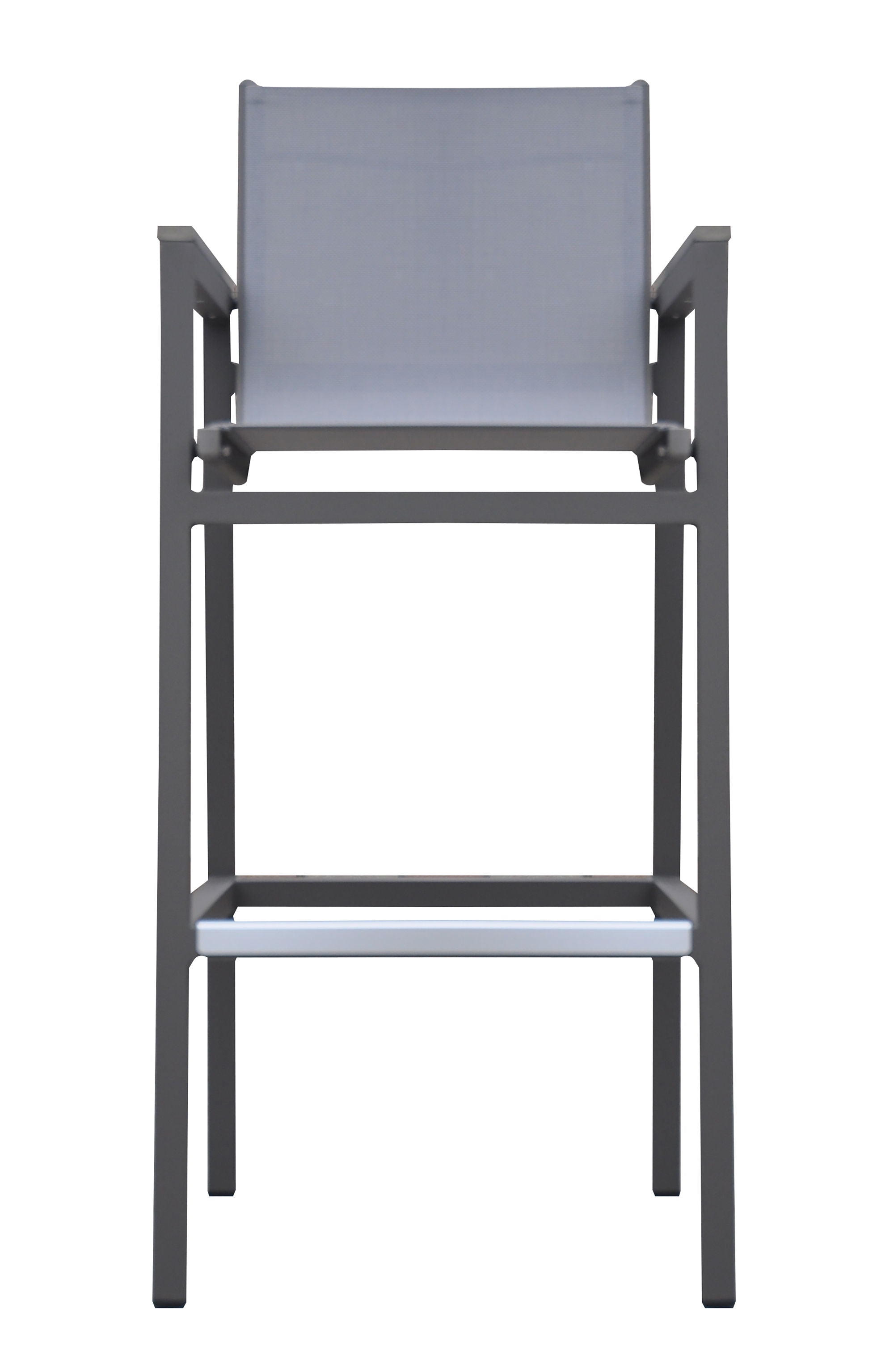 Marina - Outdoor Patio Barstool With Sling Textilene And Accent Arms - Gray Powder - Premium Bar Height (28"-30") from Armen Living - Just $492.50! Shop now at brett interiors