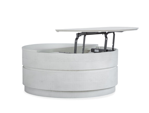 Claudette - Round Lift Top Cocktail Table With Casters - Alabaster - Premium Cocktail Tables from Magnussen Furniture - Just $1149! Shop now at brett interiors