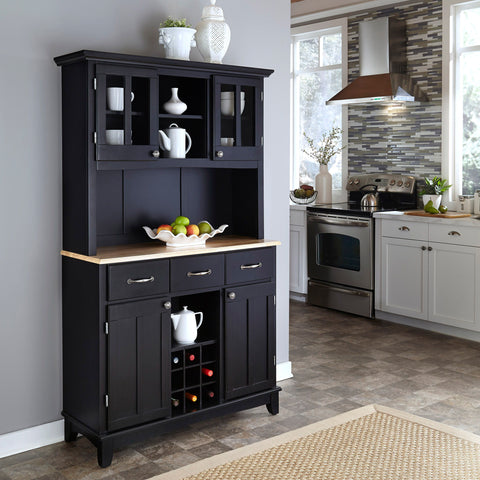 Hampton - Buffet With Hutch - Natural Wood Top - Premium Hutches & Buffets from Homestyles - Just $2124.98! Shop now at brett interiors