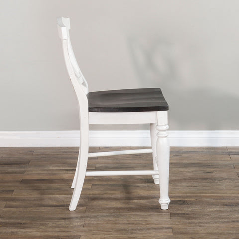 Carriage House - Crossback Barstool - White / Dark Brown - Premium Bar Height (28"-30") from Sunny Designs - Just $214! Shop now at brett interiors