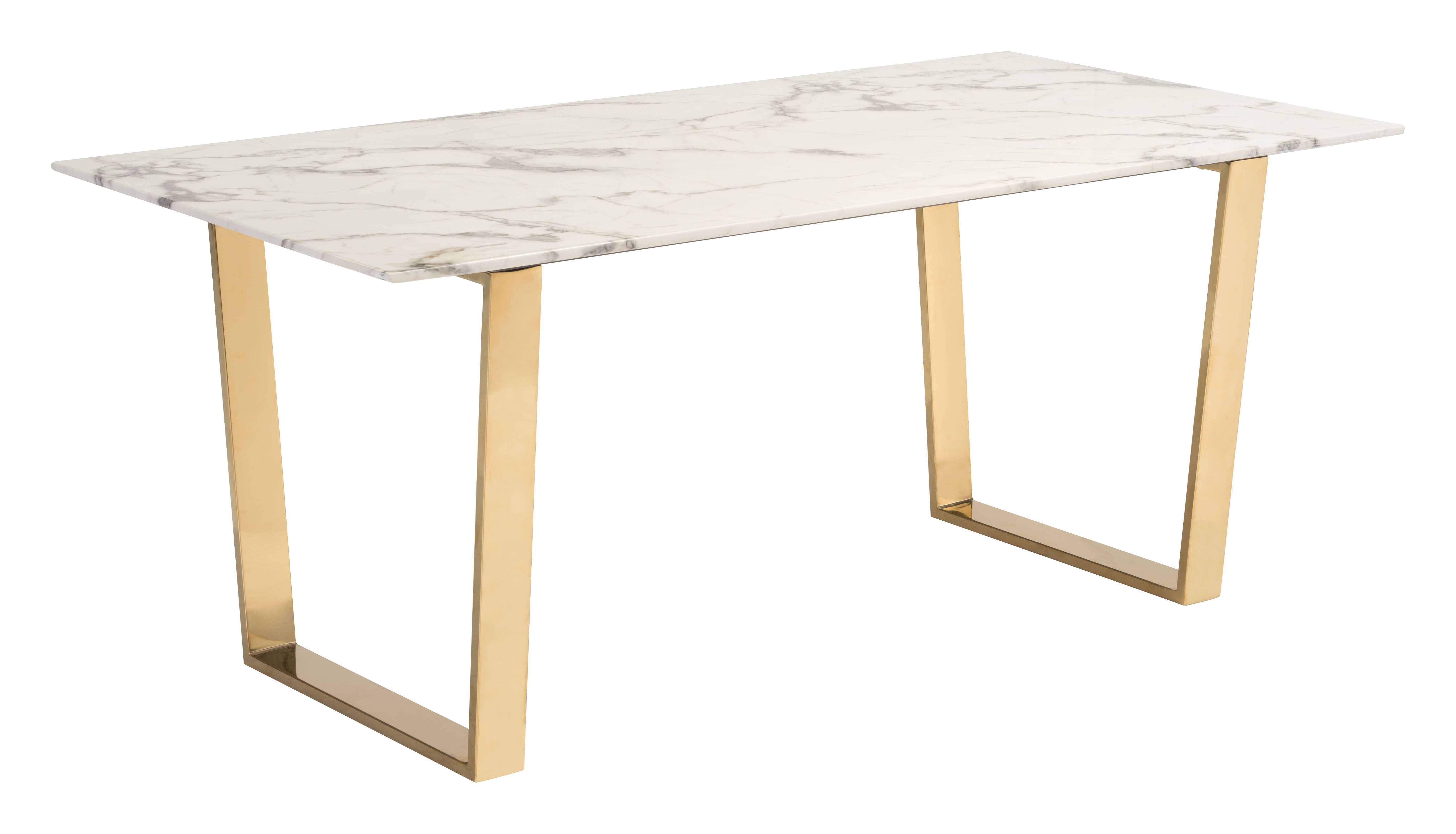 Atlas - Dining Table - White / Gold - Premium Dining Tables from Zuo Modern - Just $2825! Shop now at brett interiors