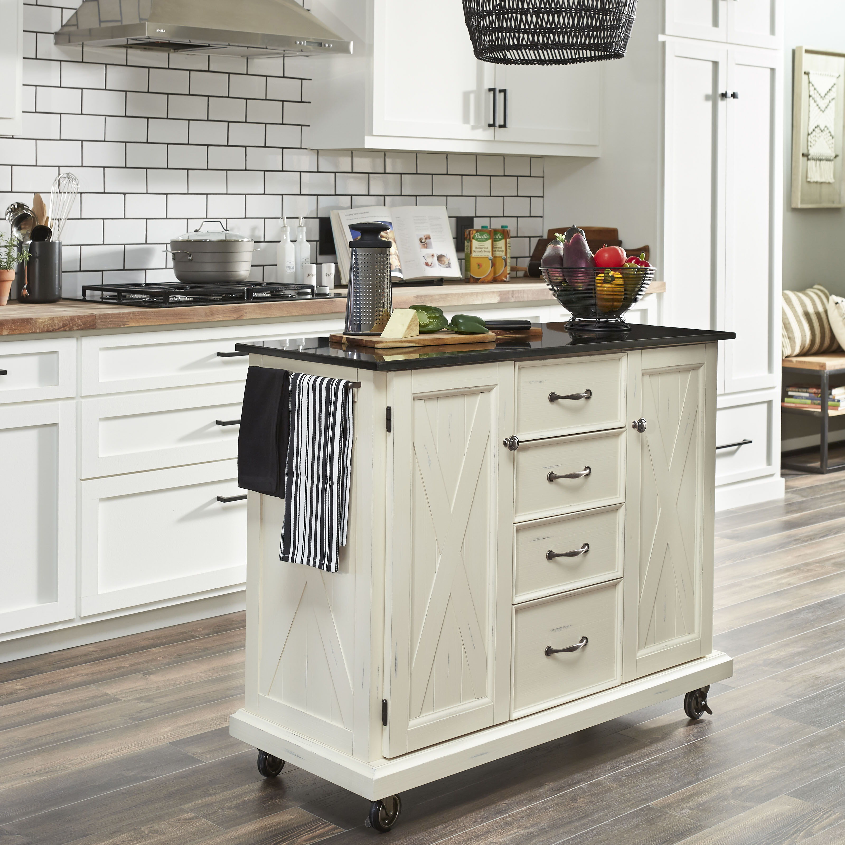 Bay Lodge - Kitchen Cart - Wood - White - 35.5" - Premium Bars & Bar Carts from Homestyles - Just $1574.98! Shop now at brett interiors