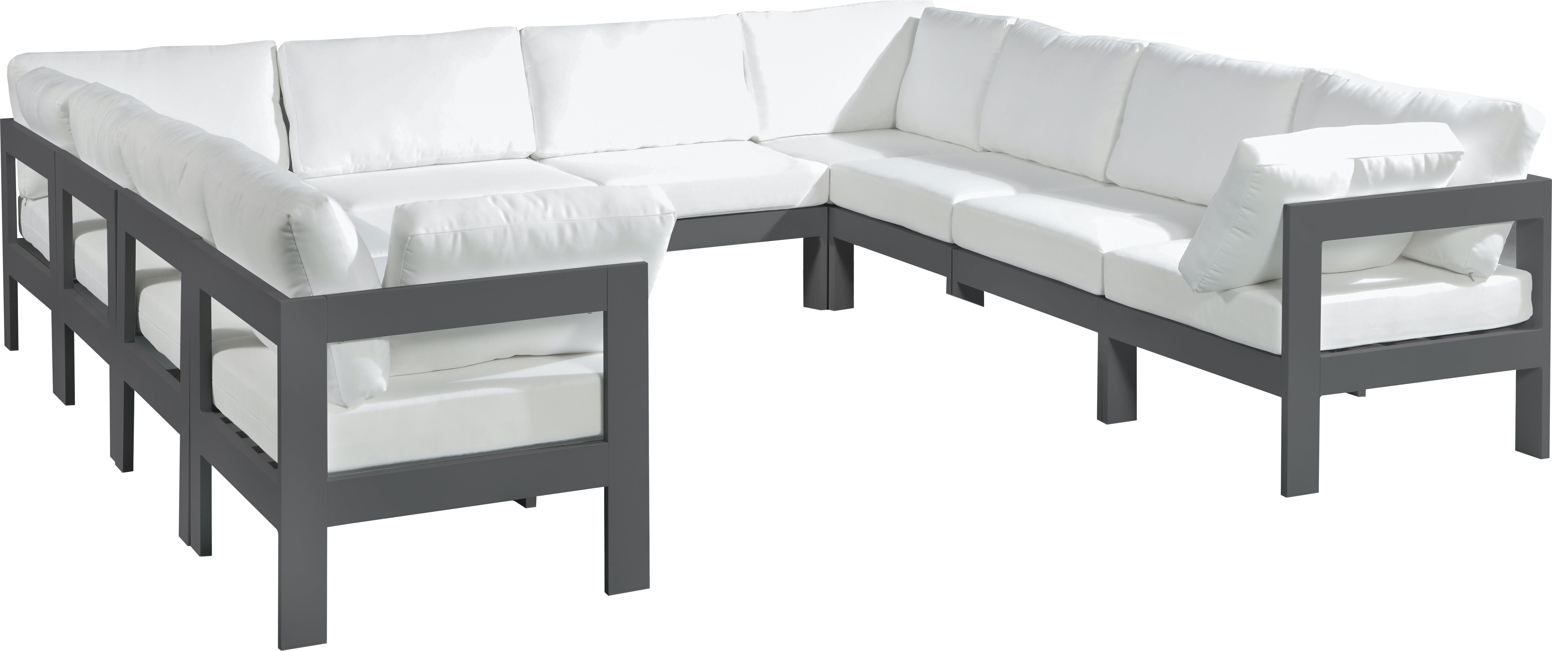 Nizuc - Outdoor Patio Modular Sectional 10 Piece - White - Fabric - Modern & Contemporary - Premium Stationary Sectionals from Meridian Furniture - Just $9025! Shop now at brett interiors