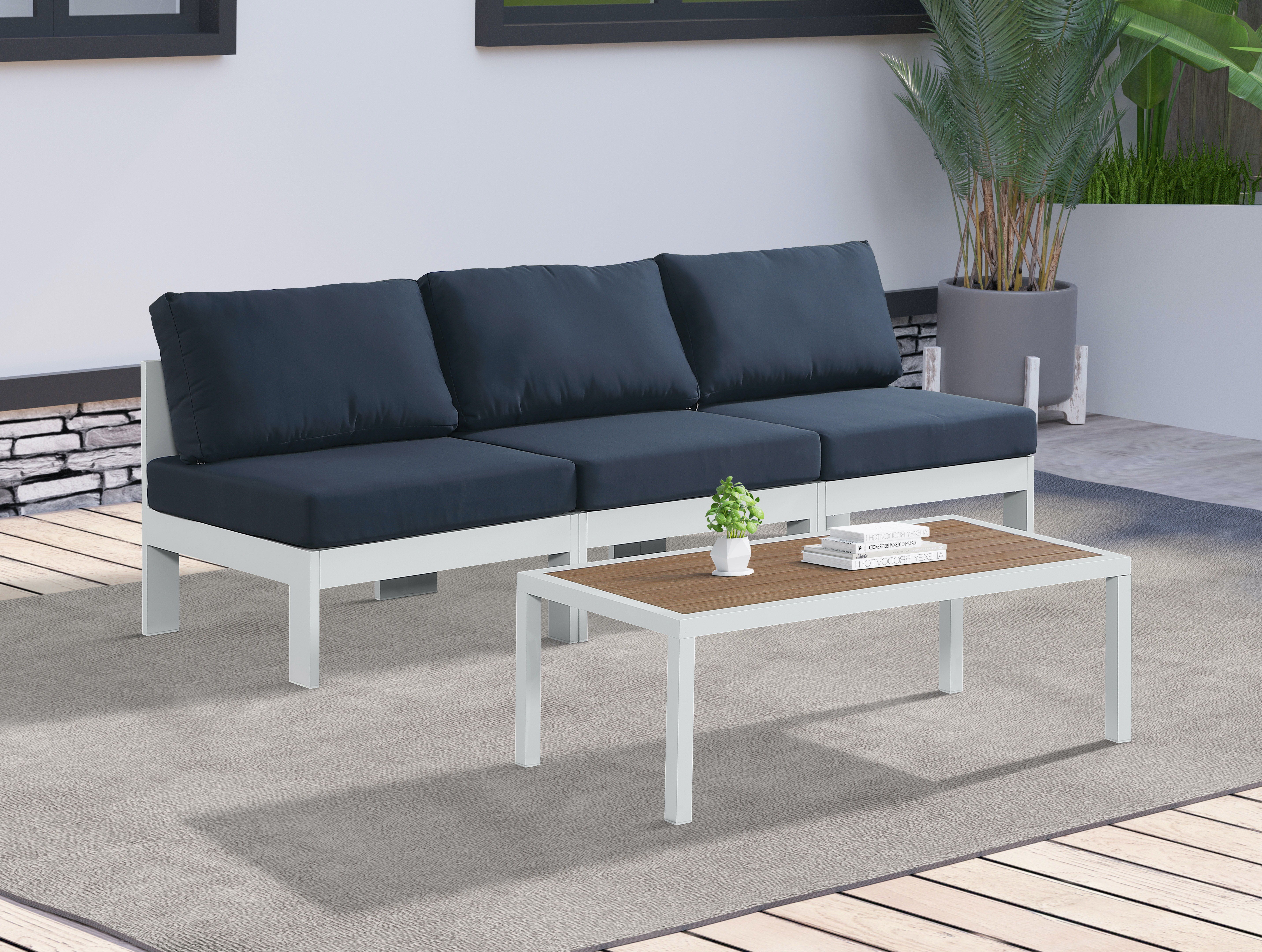 Nizuc - Outdoor Patio Modular Sofa - Navy - Fabric - Premium Sofas from Meridian Furniture - Just $2587.50! Shop now at brett interiors