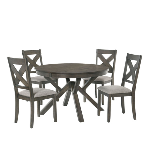 Gulliver - 5 Piece Dining Room Set (Round Dining Table & 4 Chairs) - Dark Brown - Premium 5 Piece Dining Room Sets from New Classic - Just $1397.50! Shop now at brett interiors