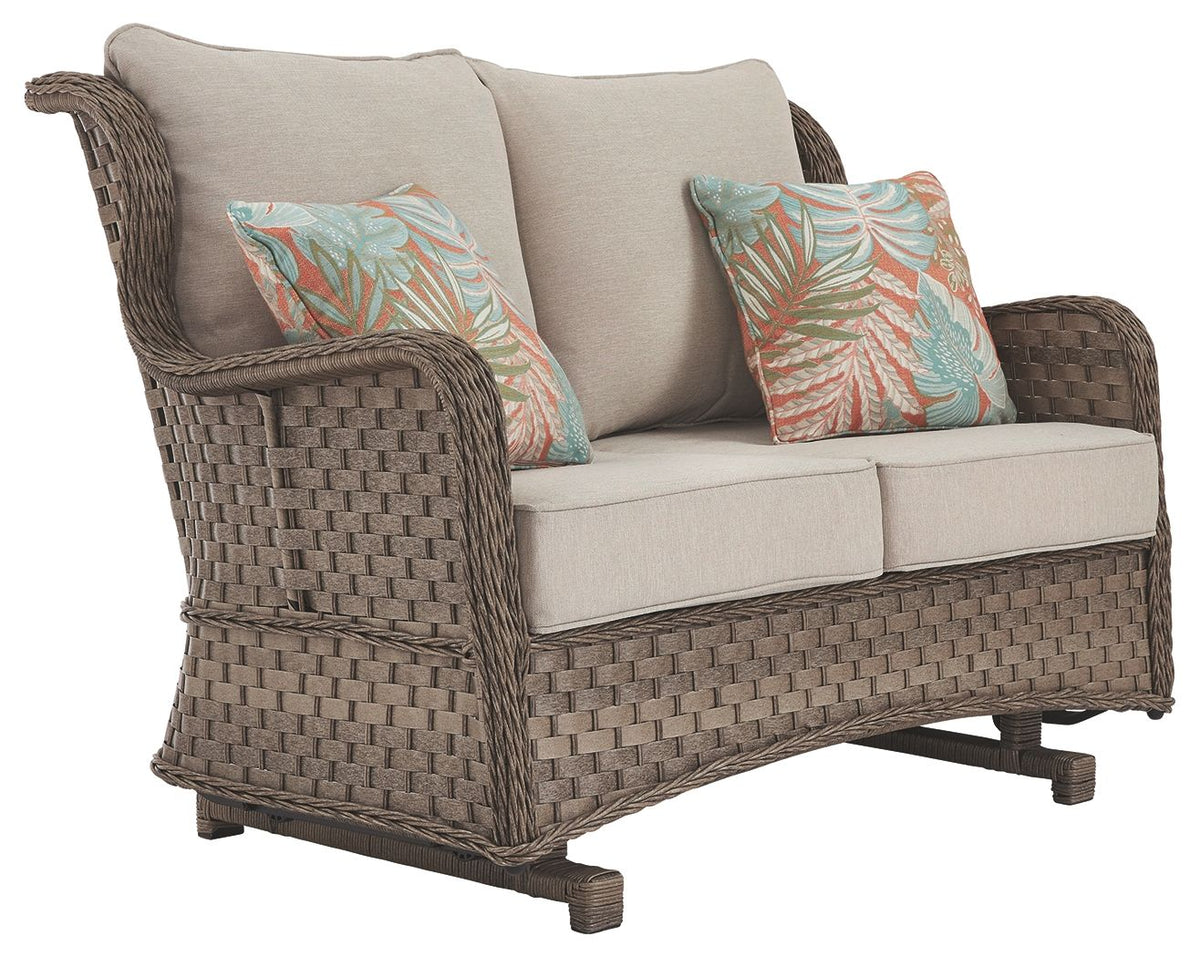 Clear Ridge - Light Brown - Loveseat Glider W/Cushion - Premium Loveseats from Signature Design by Ashley® - Just $921.25! Shop now at brett interiors