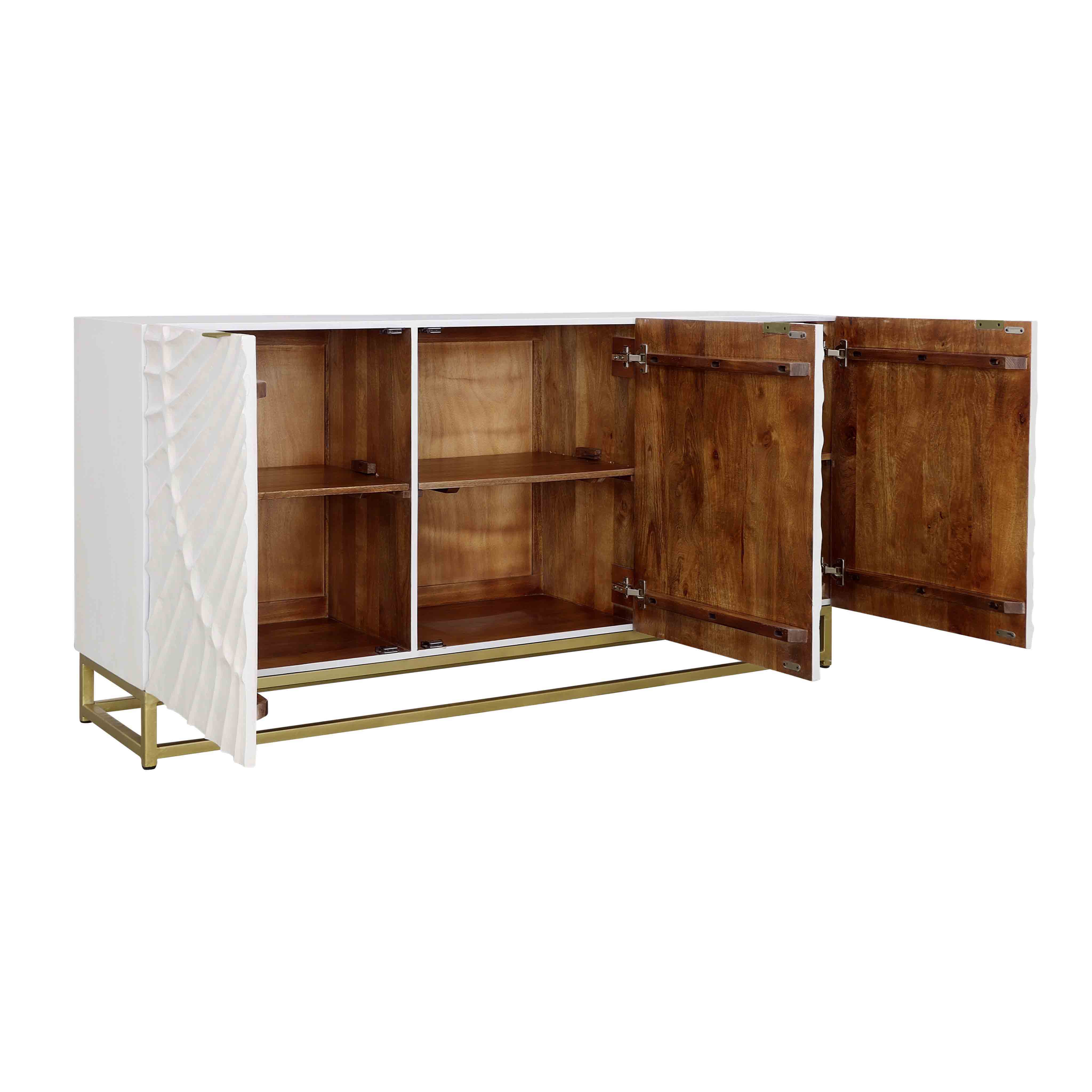 Fallow - Three Door Credenza - White / Gold - Premium Credenzas from Coast2Coast Home - Just $4950! Shop now at brett interiors