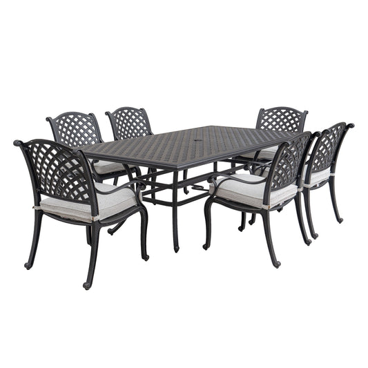 Stylish Outdoor 7 Piece Aluminum Dining Set With Cushion - Premium 7 Piece Outdoor Sets from Gather Craft - Just $3313! Shop now at brett interiors