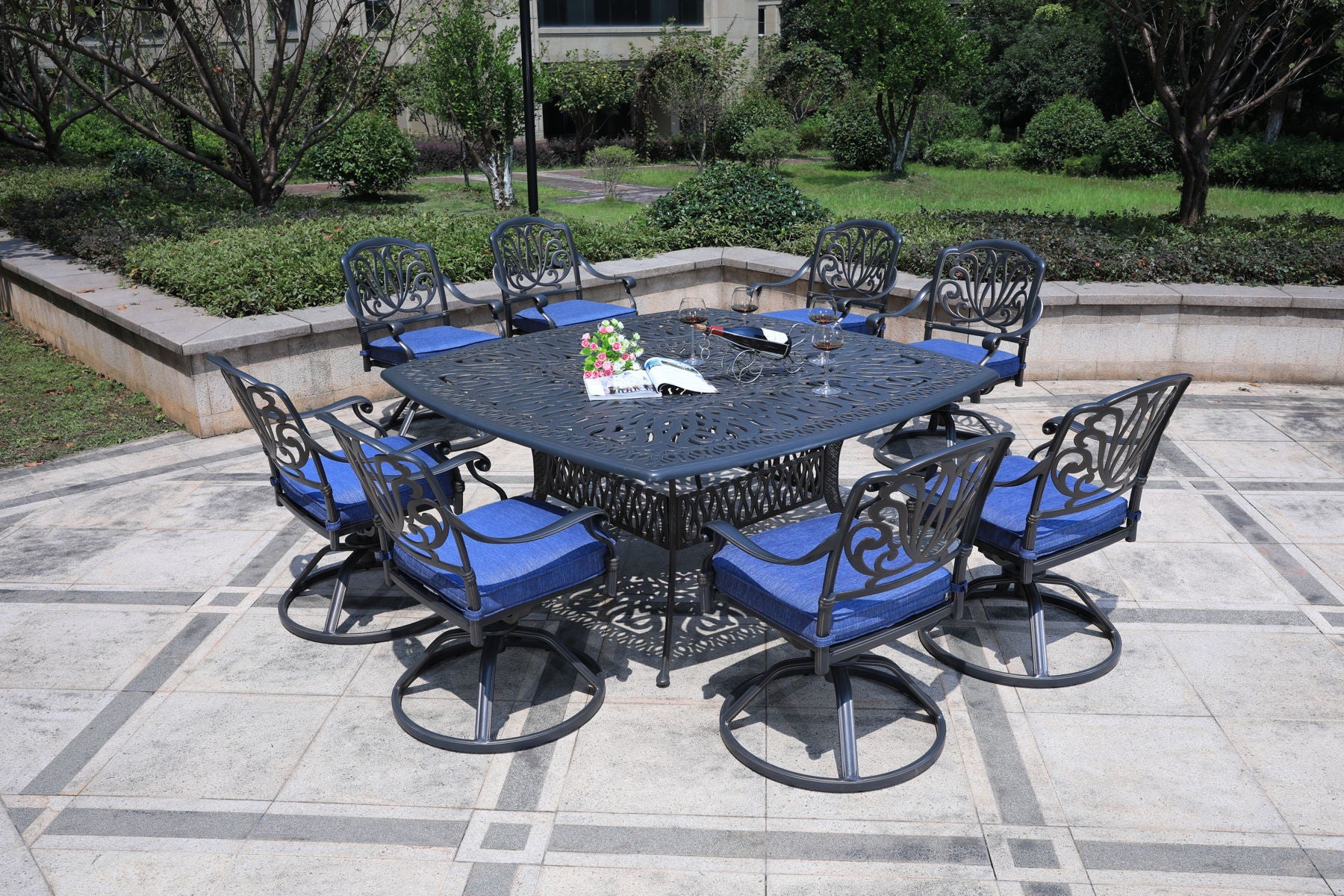 Square 8 Person 64" Long Aluminum Dining Set With Cushions - Premium 8 + Piece Outdoor Sets from Gather Craft - Just $4672! Shop now at brett interiors