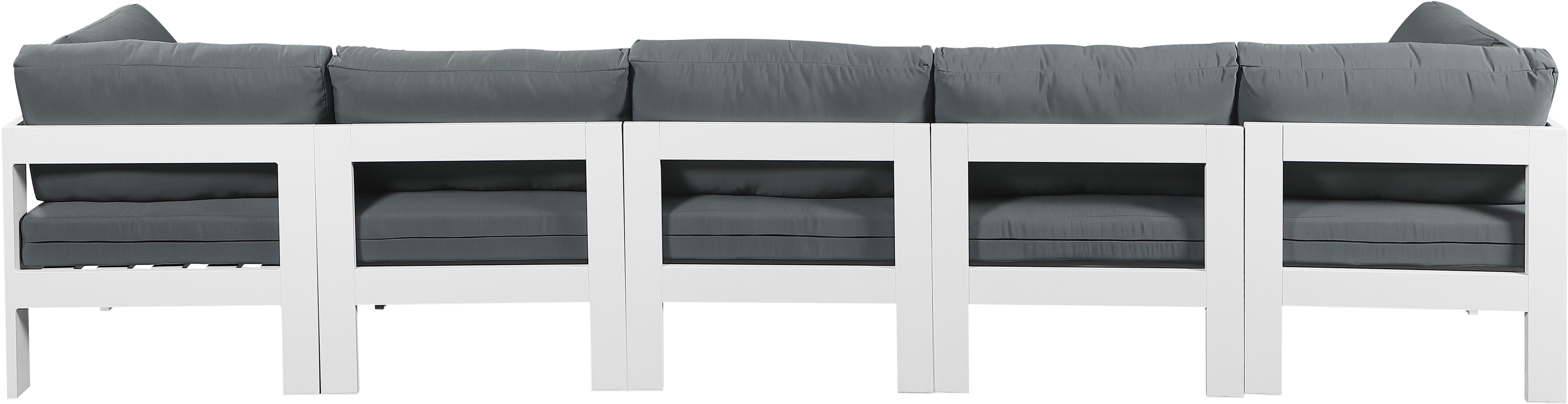 Nizuc - Outdoor Patio Modular Sofa 5 Seats - Grey - Fabric - Premium Sofas from Meridian Furniture - Just $4512.50! Shop now at brett interiors