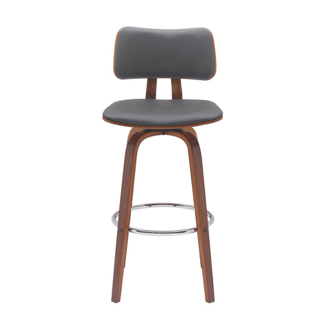 Pico - Swivel Walnut Wood Faux Leather Stool - Premium Counter Height (24"-27") from Armen Living - Just $205! Shop now at brett interiors