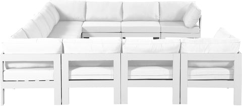 Nizuc - Outdoor Patio Modular Sectional 11 Piece - White - Fabric - Premium Stationary Sectionals from Meridian Furniture - Just $9887.50! Shop now at brett interiors