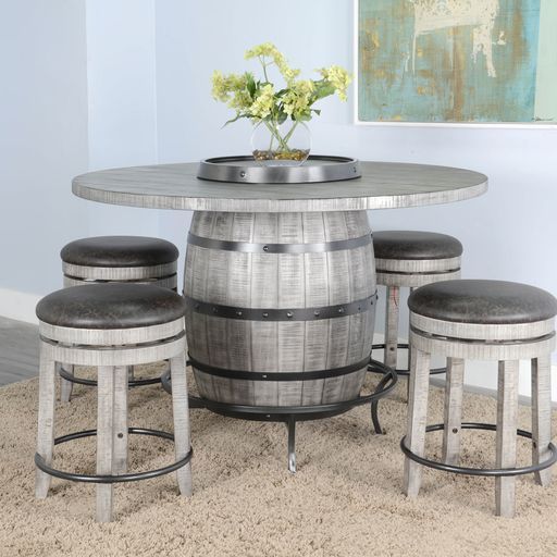 Alpine - Round Pub Table With Wine Barrel Base - Gray - Premium Pub Tables from Sunny Designs - Just $1494! Shop now at brett interiors