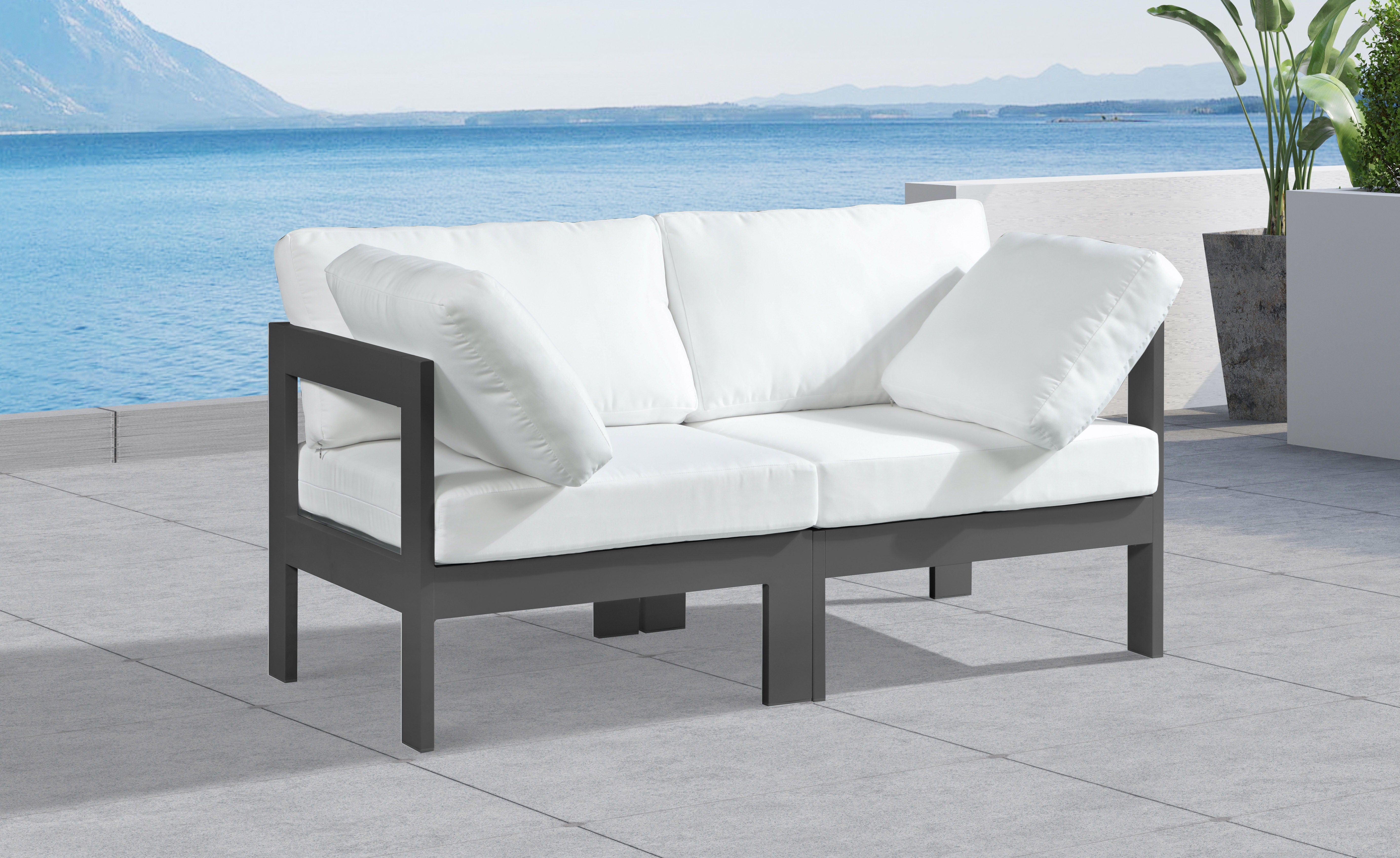 Nizuc - Outdoor Patio Modular Sofa 2 Seats - White - Fabric - Premium Sofas from Meridian Furniture - Just $1925! Shop now at brett interiors