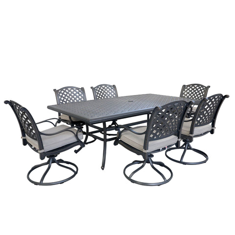 7 Piece Rectangular Dining Set With 6 Swivel Rockers - Dessert Night - Premium 7 Piece Outdoor Sets from Gather Craft - Just $3718! Shop now at brett interiors