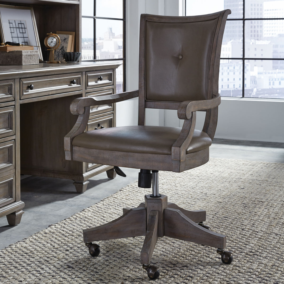 Lancaster - Fully Upholstered Swivel Chair - Dove Tail Grey - Premium Desk Chairs from Magnussen Furniture - Just $769! Shop now at brett interiors