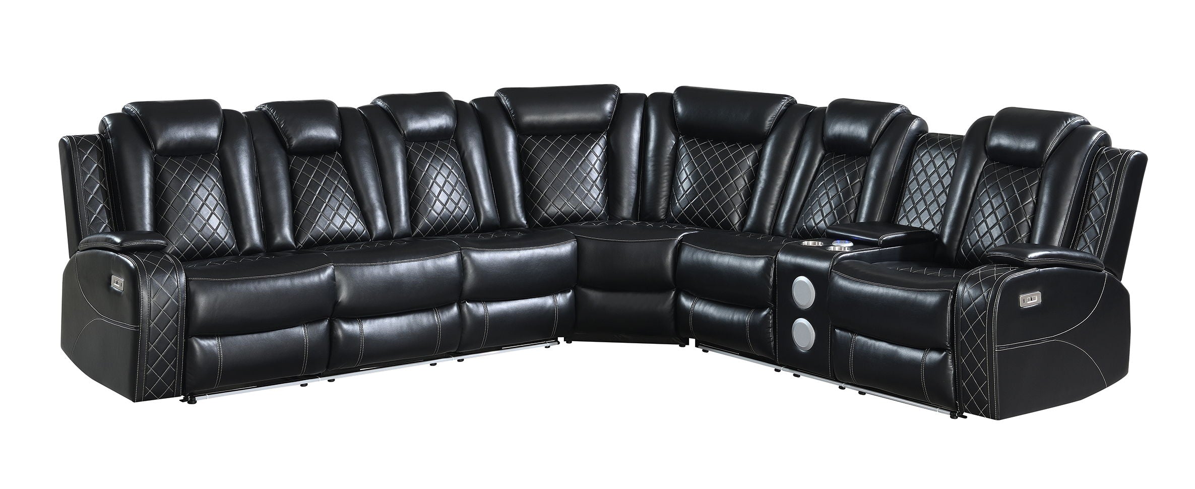 Orion - 3 Piece Power Sectional - Black - Premium Reclining Sectionals from New Classic - Just $4200! Shop now at brett interiors