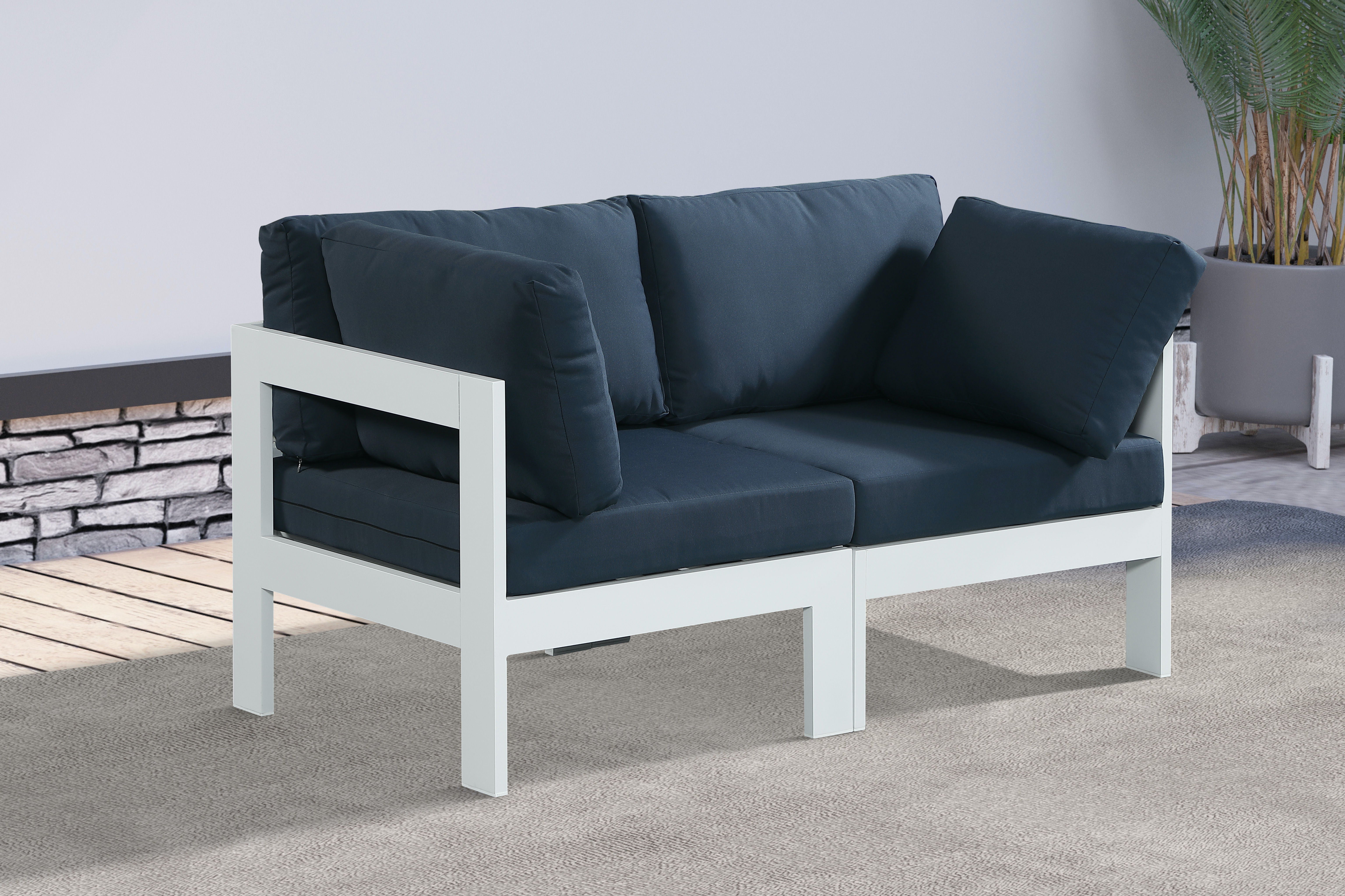 Nizuc - Outdoor Patio Modular Sofa - Navy - Modern & Contemporary - Premium Sofas from Meridian Furniture - Just $1925! Shop now at brett interiors