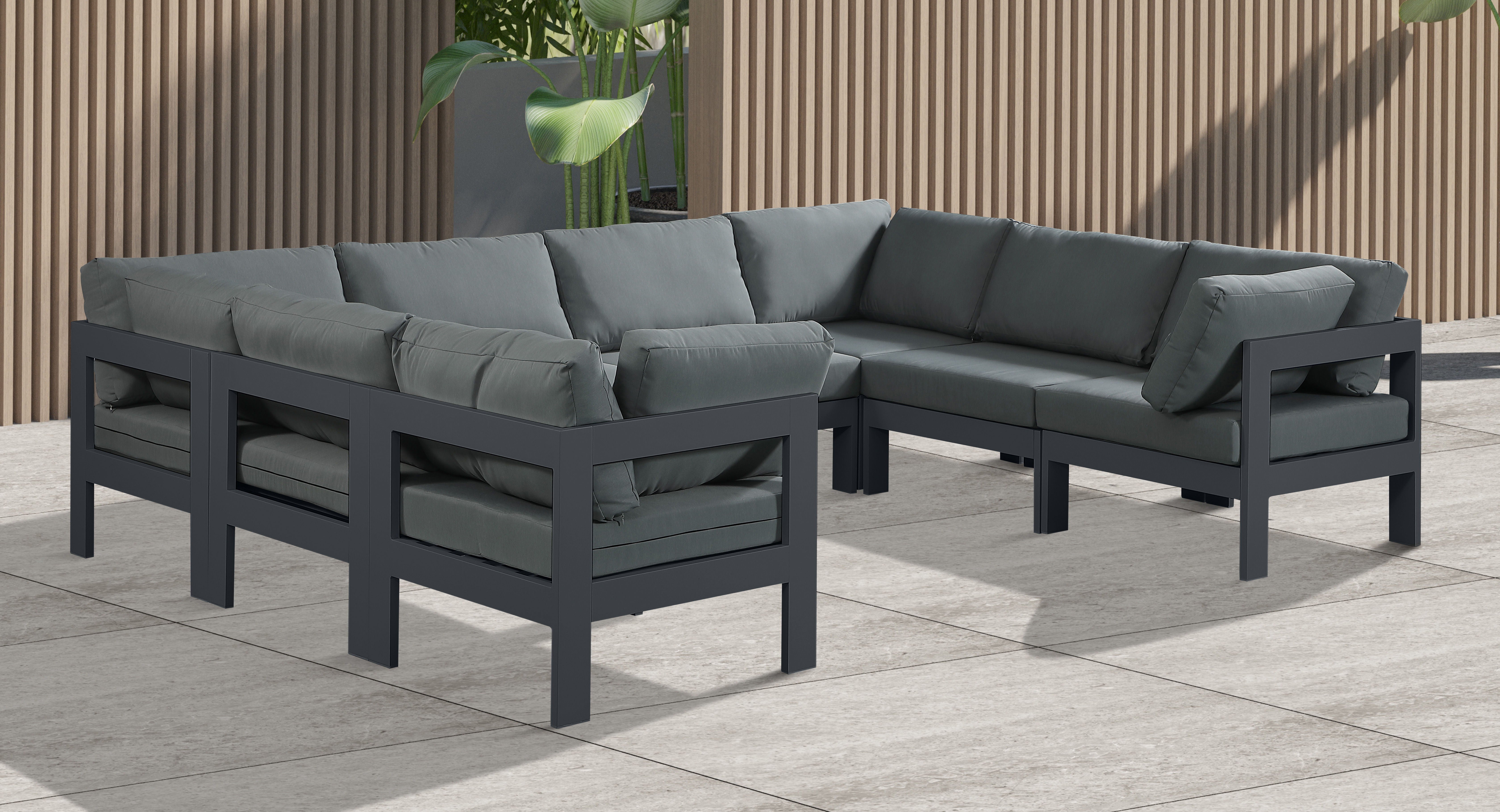 Nizuc - Outdoor Patio Modular Sectional 8 Piece - Grey - Premium Stationary Sectionals from Meridian Furniture - Just $7300! Shop now at brett interiors