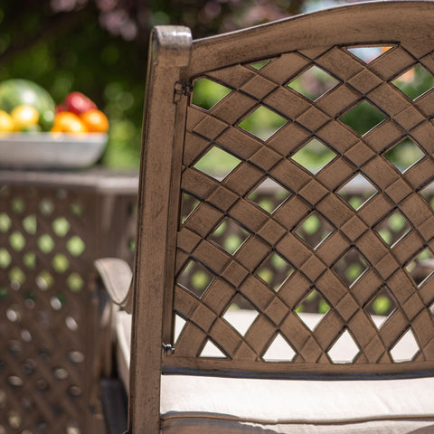 Heritage Grey Outdoor Aluminum Dining Arm Chair With Cushion - Gray - Premium Arm Chairs from Gather Craft - Just $348! Shop now at brett interiors